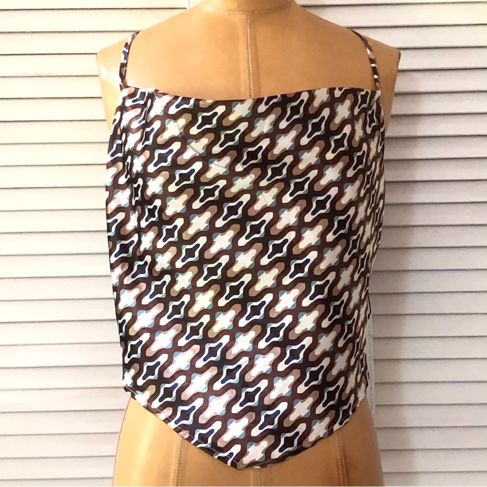 🆕 Love Is For Eternity Womens Crop Top Medium Brown Tan Ikat Casual Party NWT